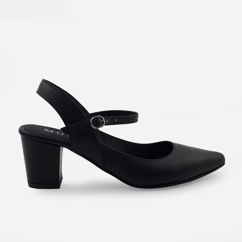 Tacones chelsea de cuero para mujer - Negro