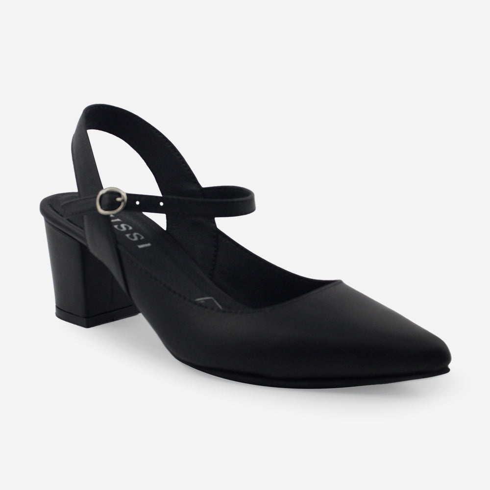 Tacones chelsea de cuero para mujer - Negro
