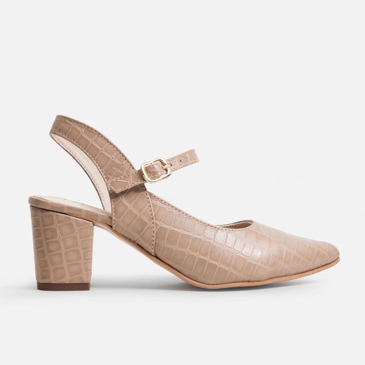 Tacones chelsea de cuero para mujer - Beige