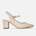 Tacones chelsea de cuero para mujer - Nude