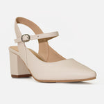 Tacones chelsea de cuero para mujer - Nude