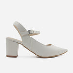 Tacones chelsea de cuero para mujer - Hueso