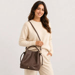 Bolso manos libres laura de cuero para mujer - Café