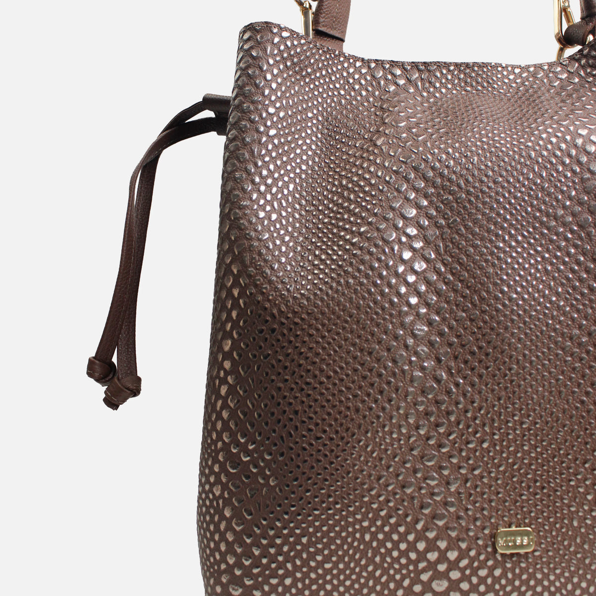 Bolso manos libres laura de cuero para mujer - Café
