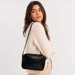 Bolso manos libres amay de cuero para mujer - Negro