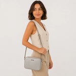Bolso manos libres amay de cuero para mujer - Gris