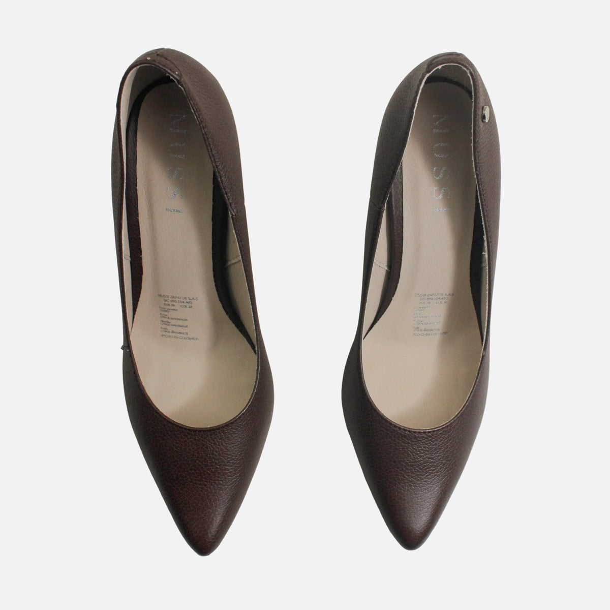 Tacones camil de cuero para mujer - Café