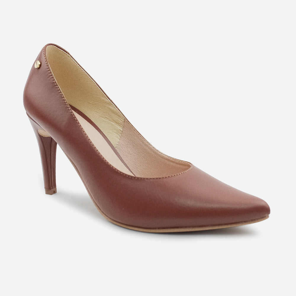 Tacones camil de cuero para mujer - Miel