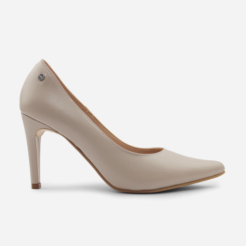Tacones camil de cuero para mujer - Taupe