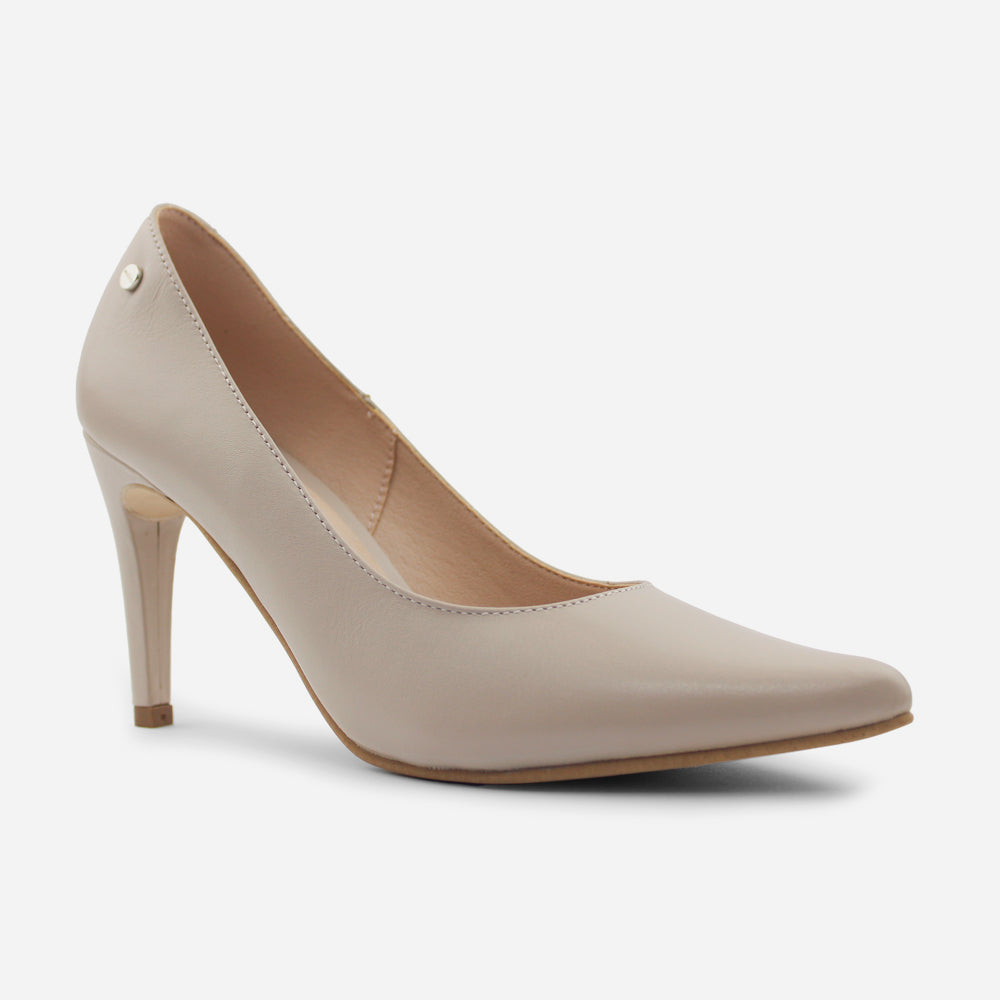 Tacones camil de cuero para mujer - Taupe