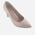 Tacones camil de cuero para mujer - Champaña