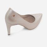 Tacones camil de cuero para mujer - Champaña