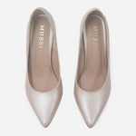 Tacones camil de cuero para mujer - Champaña