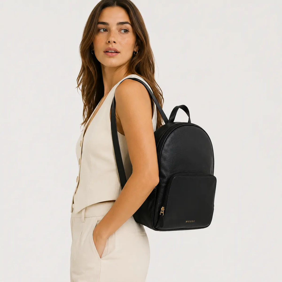 Morral valeria de cuero para mujer - Negro
