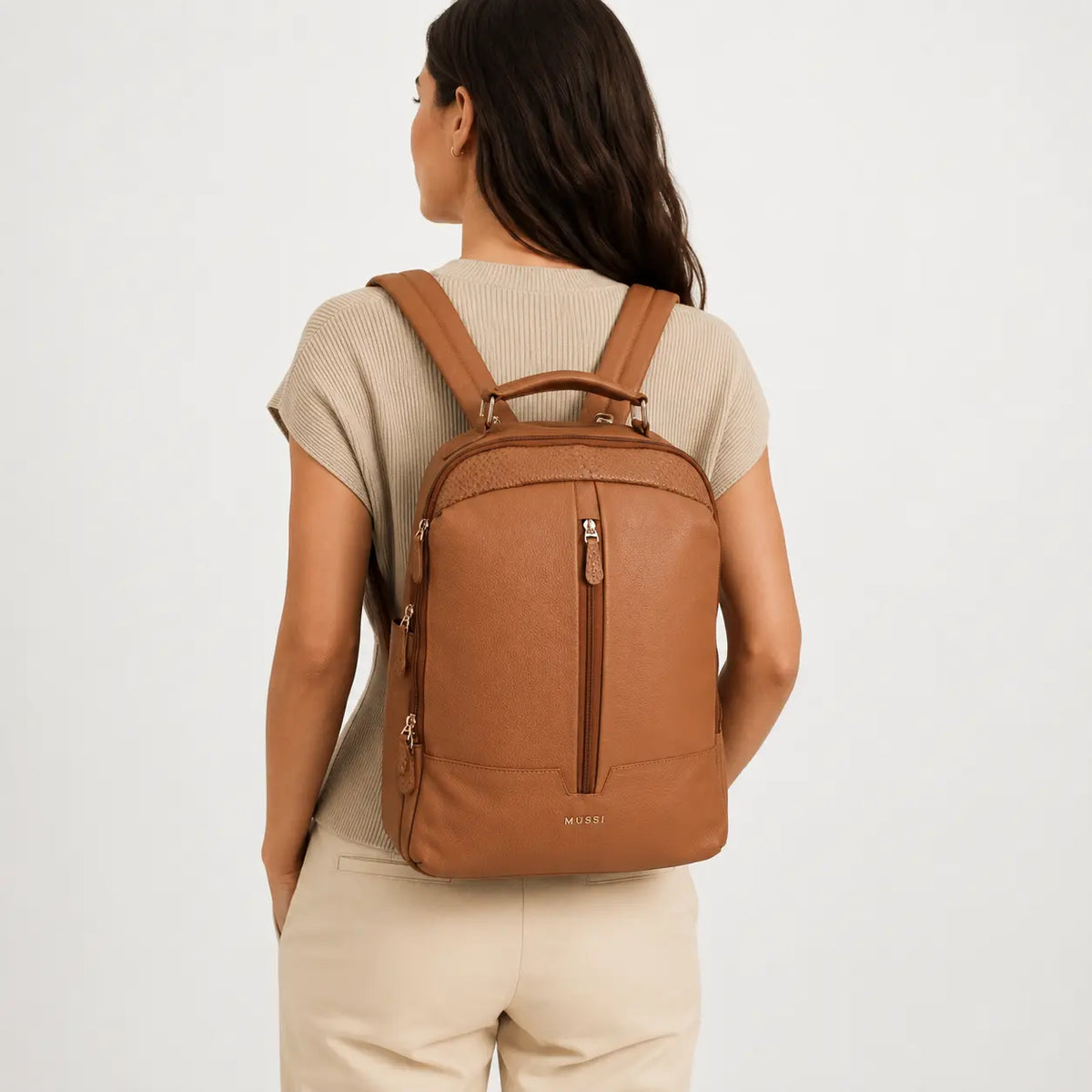 Morral narcisa de cuero para mujer - Miel