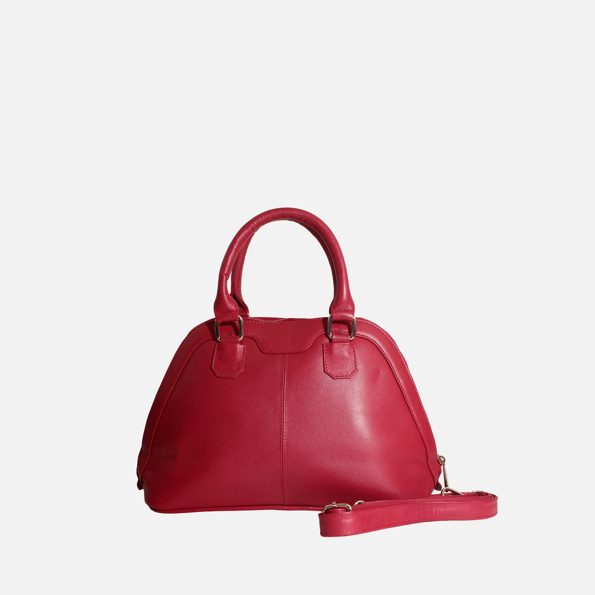 Cartera bruna de cuero para mujer - Rojo