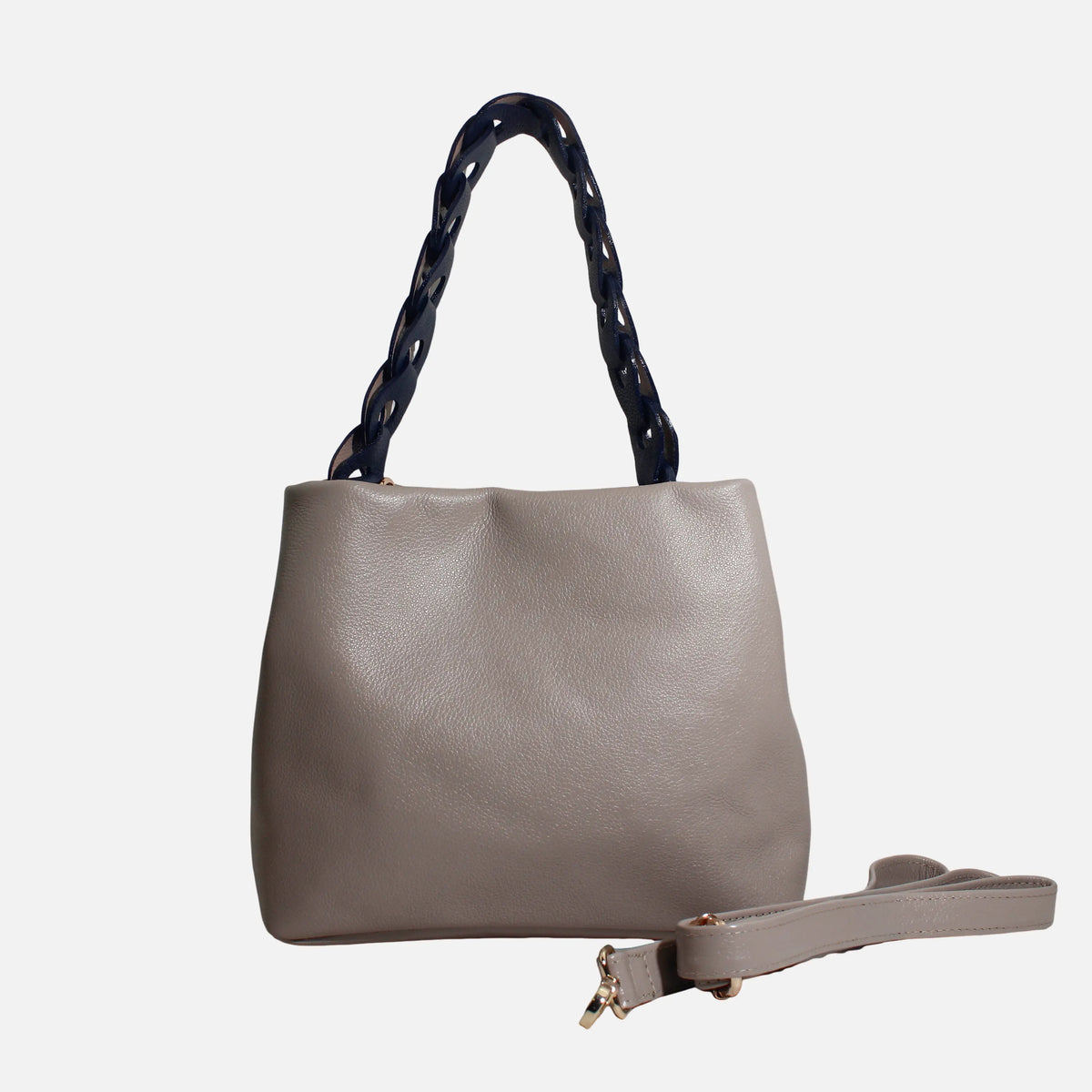 Cartera selma de cuero para mujer - Gris