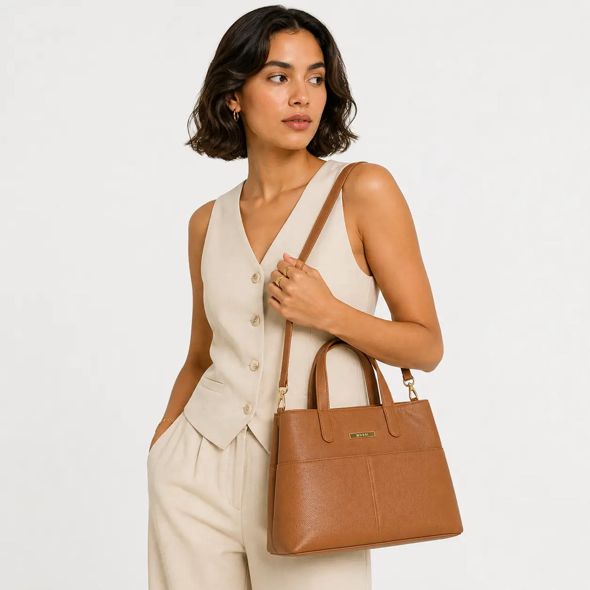 Cartera elvia de sintético para mujer - Almendra