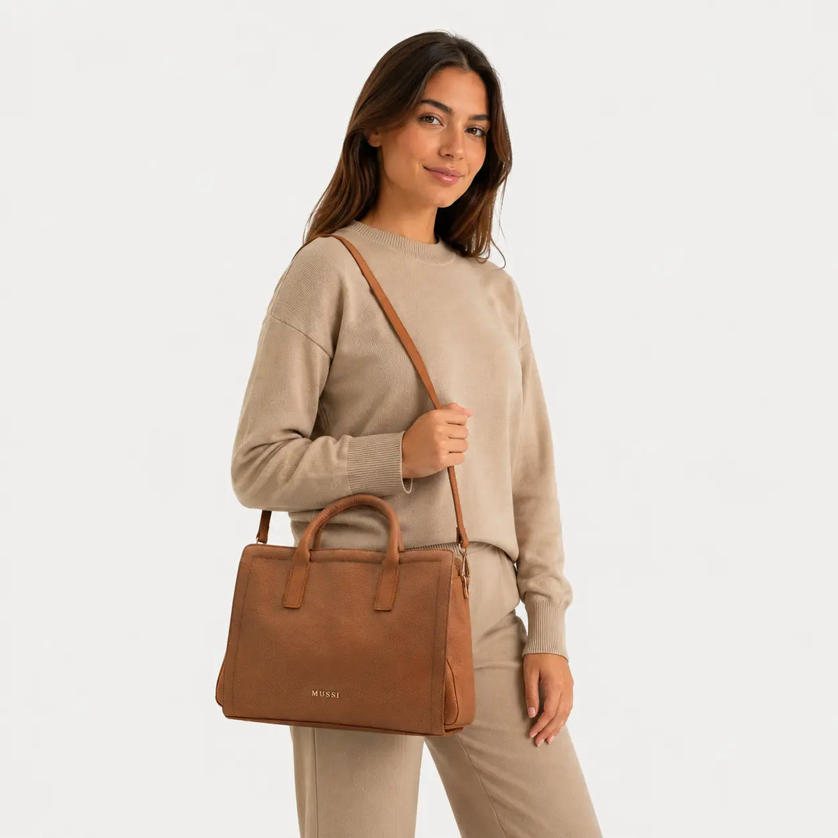 Cartera mara de cuero para mujer - Miel
