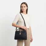 Bolso manos libres zeon de cuero para mujer - Negro