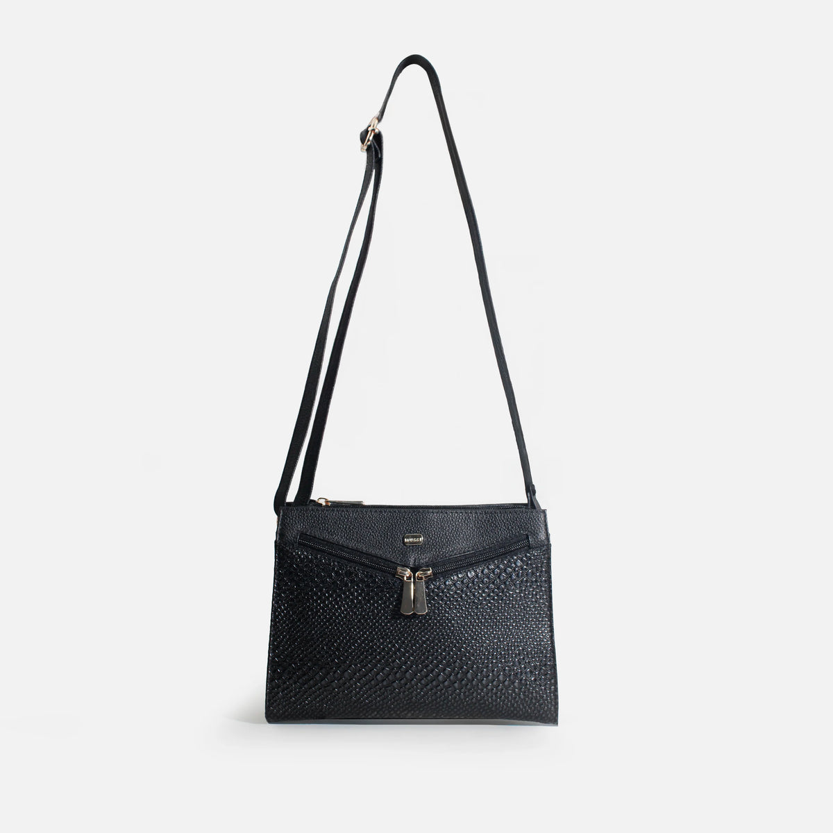 Bolso manos libres zeon de cuero para mujer - Negro
