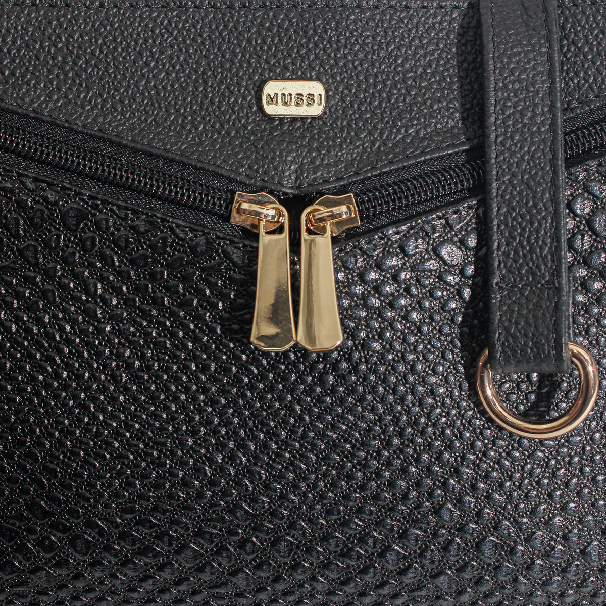 Bolso manos libres zeon de cuero para mujer - Negro