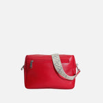 Bolso manos libres lila de cuero para mujer - Rojo