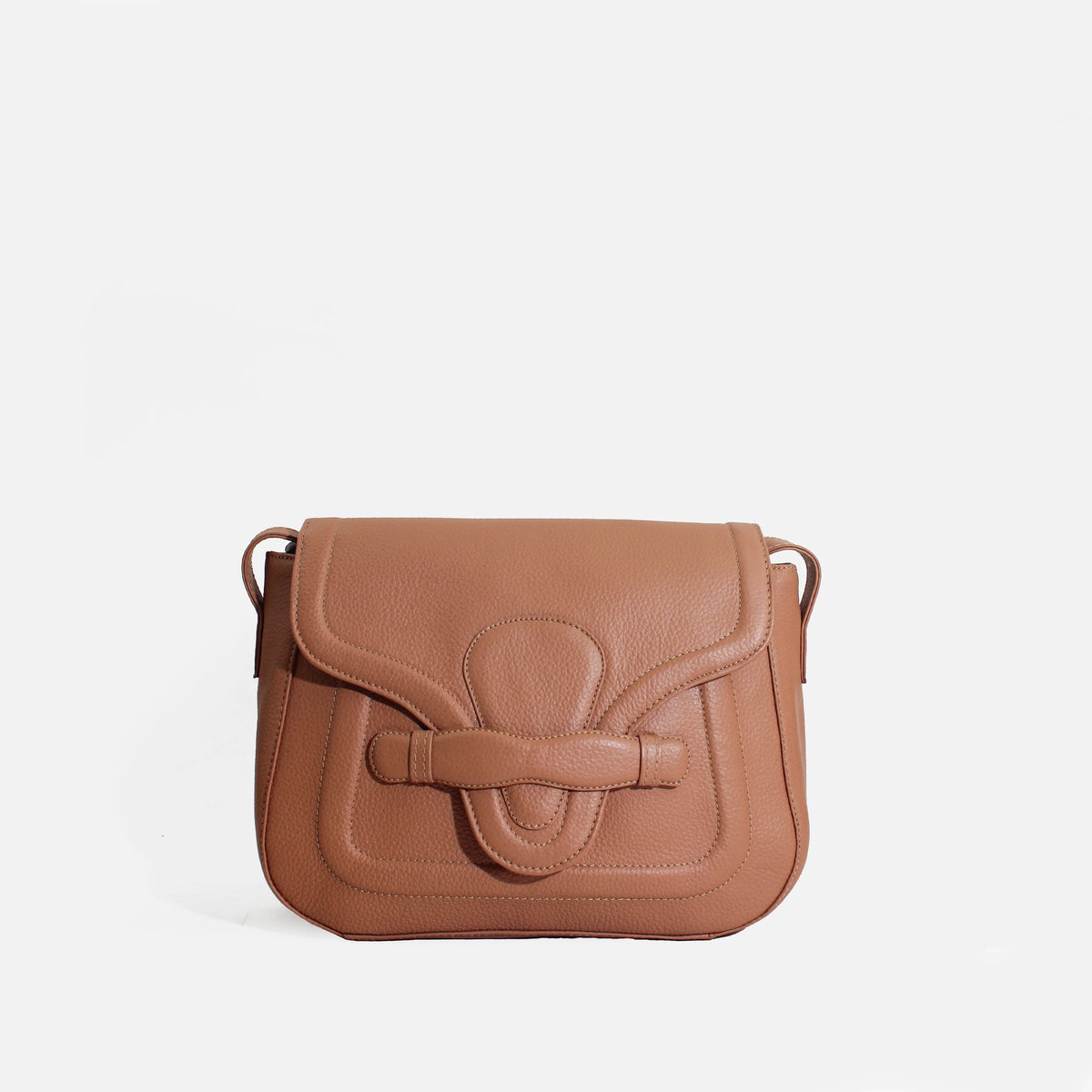 Bolso manos libres paola de cuero para mujer - Miel