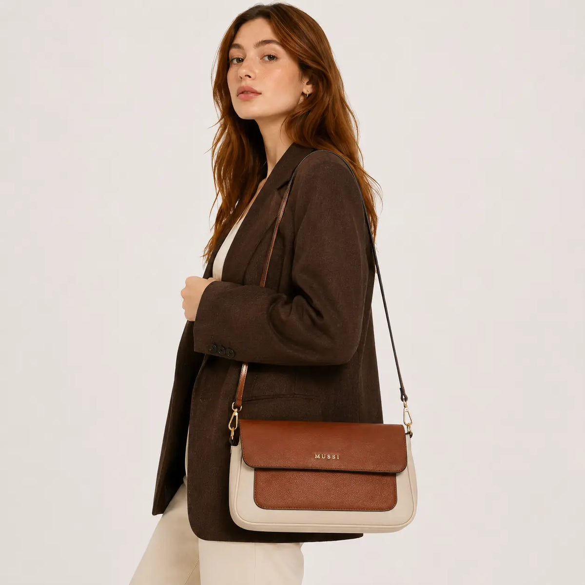 Bolso manos libres eline de cuero para mujer - Miel
