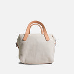 Bolso manos libres limon de cuero para mujer - Hueso