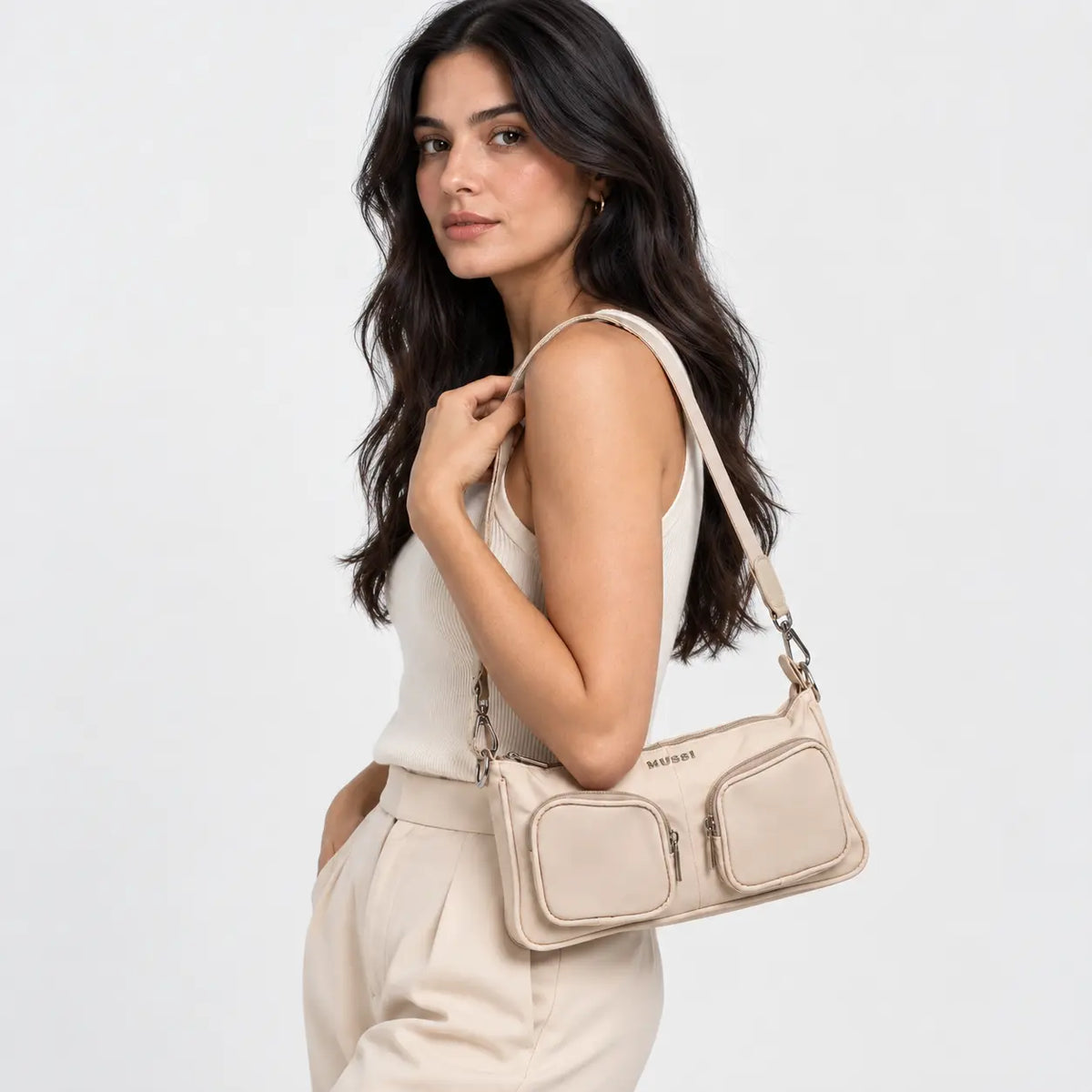 Bolso manos libres neraia de sintético para mujer - Hueso