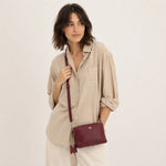 Bolso manos libres letizia de cuero para mujer - Vino