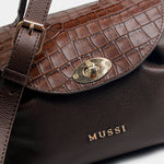 Bolso manos libres azalea de cuero para mujer - Café