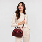Bolso manos libres azalea de cuero para mujer - Vino