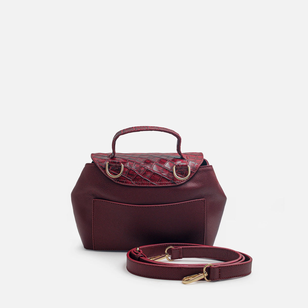 Bolso manos libres azalea de cuero para mujer - Vino