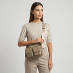 Bolso manos libres tota de cuero para mujer - Beige