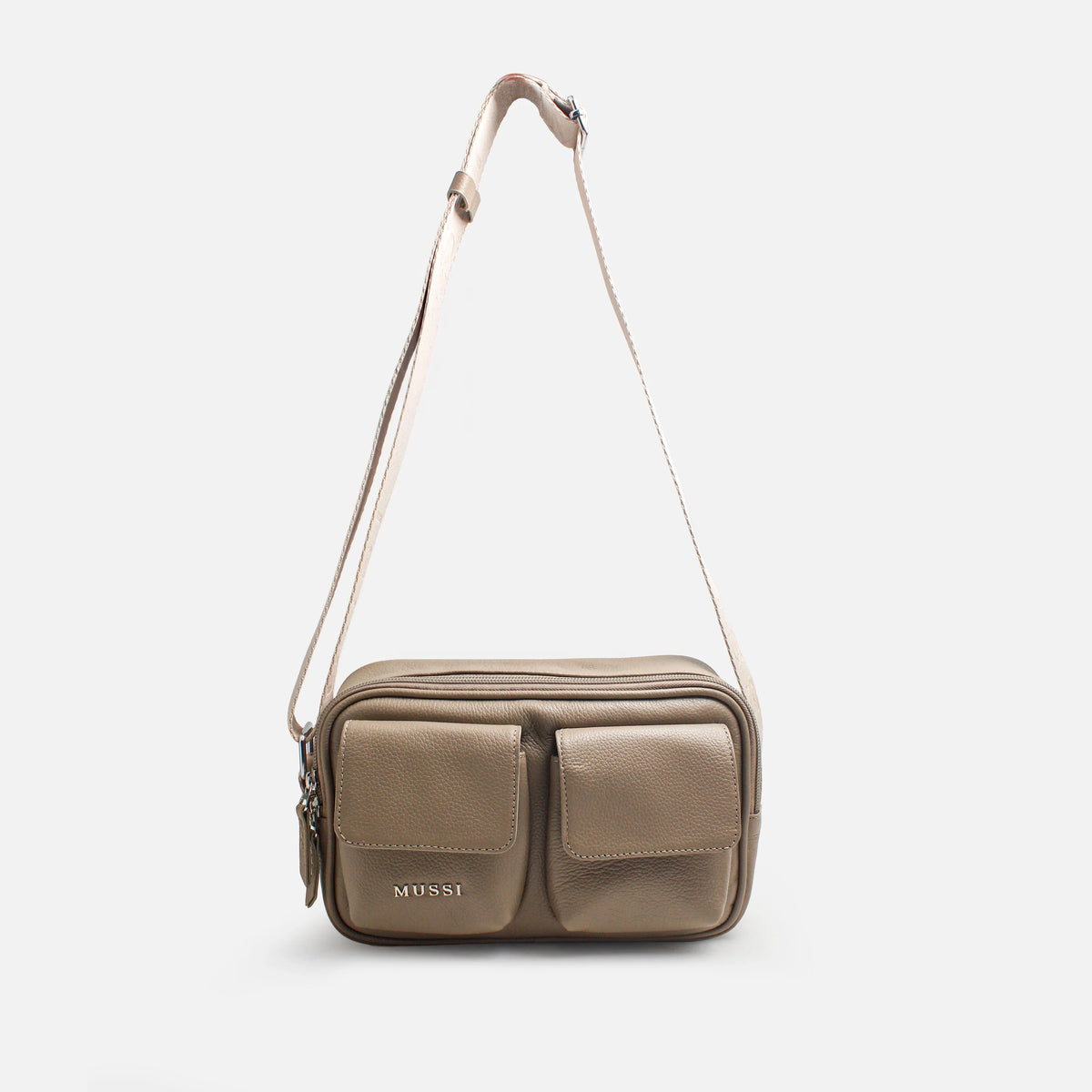 Bolso manos libres tota de cuero para mujer - Beige