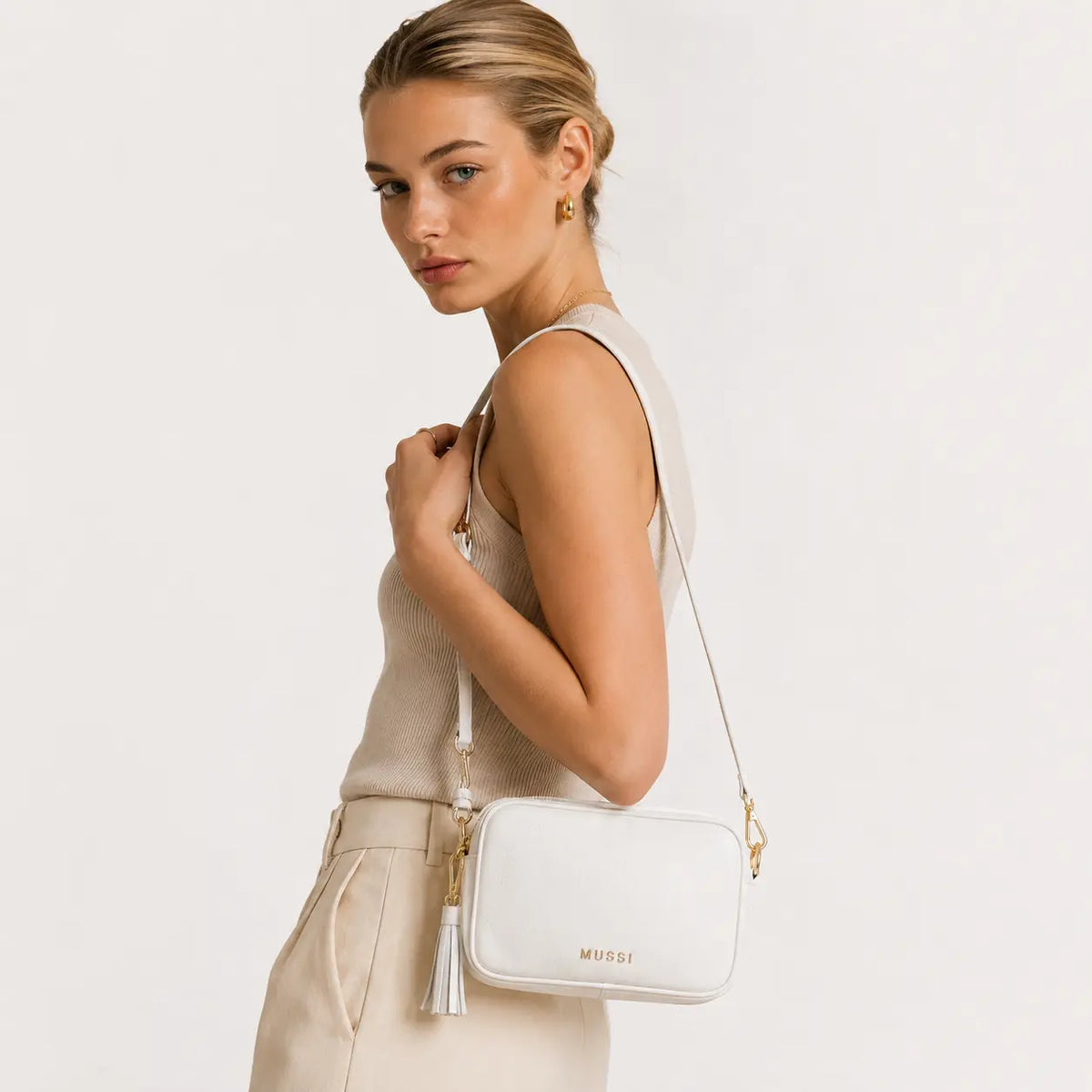 Bolso manos libres alessia de sintético para mujer - Blanco