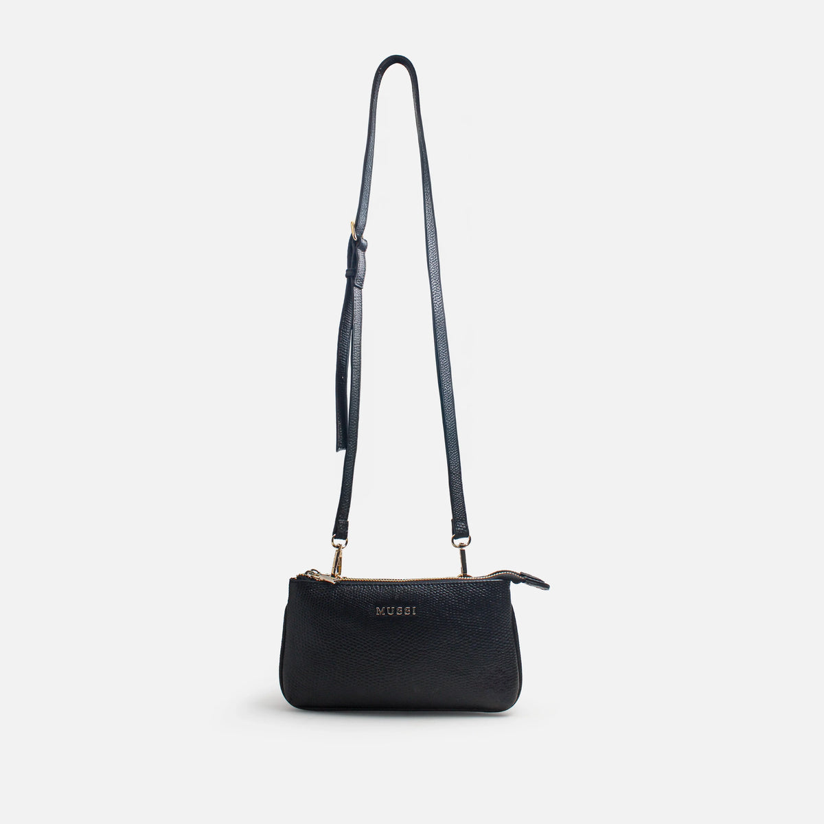 Bolso manos libres casis de cuero para mujer - Negro