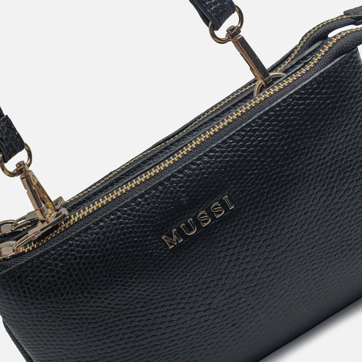 Bolso manos libres casis de cuero para mujer - Negro