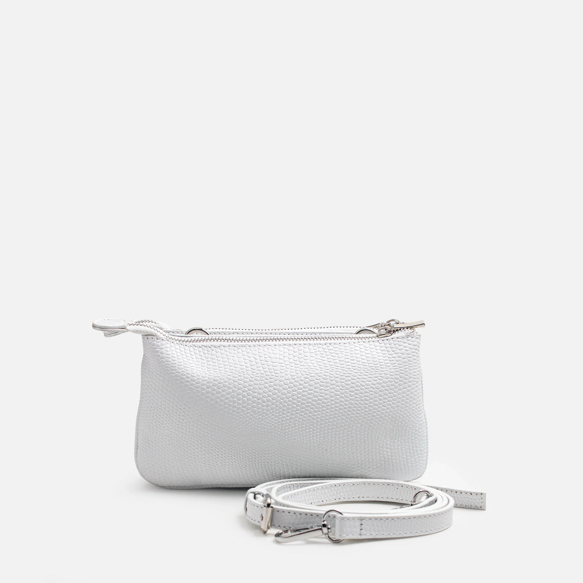 Bolso manos libres casis de cuero para mujer - Blanco