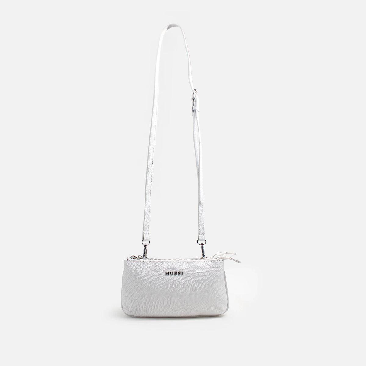 Bolso manos libres casis de cuero para mujer - Blanco