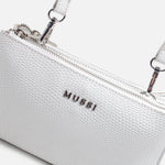 Bolso manos libres casis de cuero para mujer - Blanco