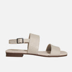 Sandalia plana candice de cuero para mujer - Hueso