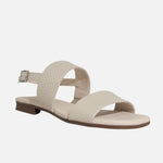 Sandalia plana candice de cuero para mujer - Hueso