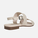 Sandalia plana candice de cuero para mujer - Hueso