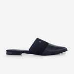 Zueco plano hinata de cuero para mujer - Negro