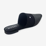 Zueco plano hinata de cuero para mujer - Negro