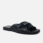 Sandalia plana zoe de sintético para mujer - Negro