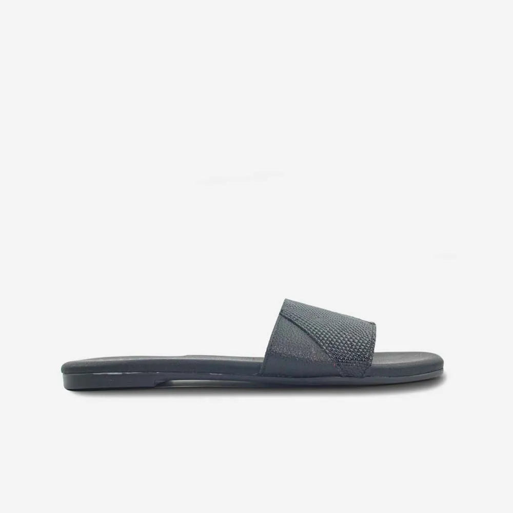 Sandalia plana curazao de cuero para mujer - Negro